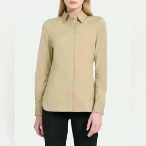 Theory Women’s Fitted Shirt in Stretch Cotton Size Medium